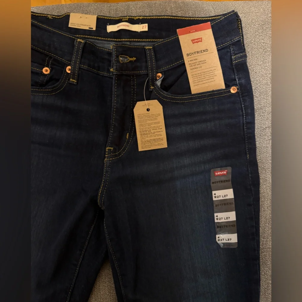 Womens Levis Boyfriend Mid Rise Cobalt Layer Blue Jeans - Picture 2 of 4